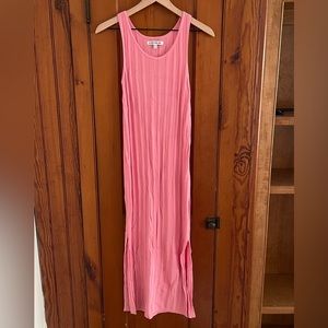 Elizabeth and James Size XS Salmon Pink Ribbed Knit Bodycon Dress